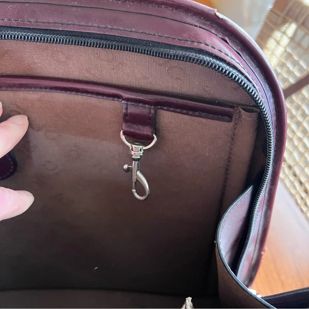 Jack Georges Burgundy Italian Leather Laptop Briefcase Shoulder Bag